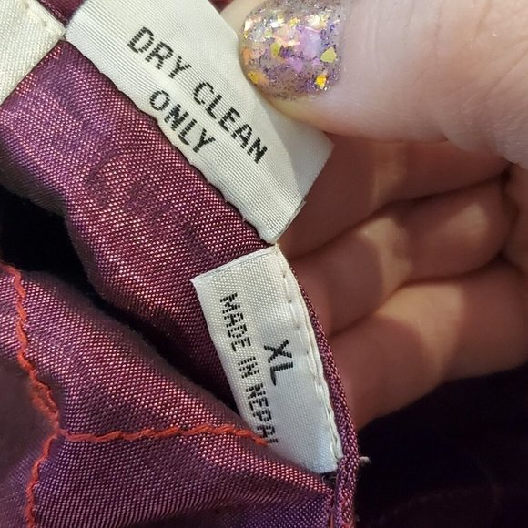 Vintage 90s XL Patchwork Velvet Jacket Reversible Floral‎ Whimsigoth Burgandy - Picture 13 of 14